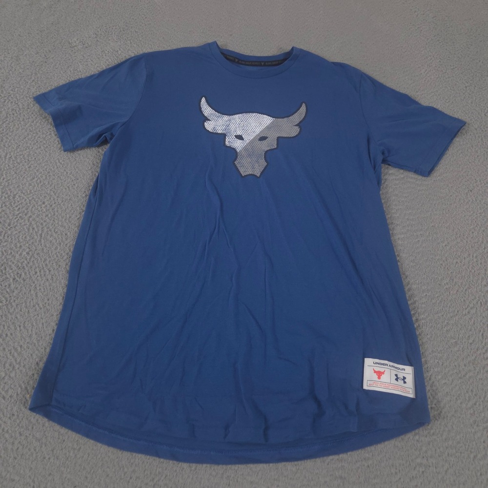Under Armour Shirt Mens Large Blue Project Rock Iron Paradise Training Dept Tee